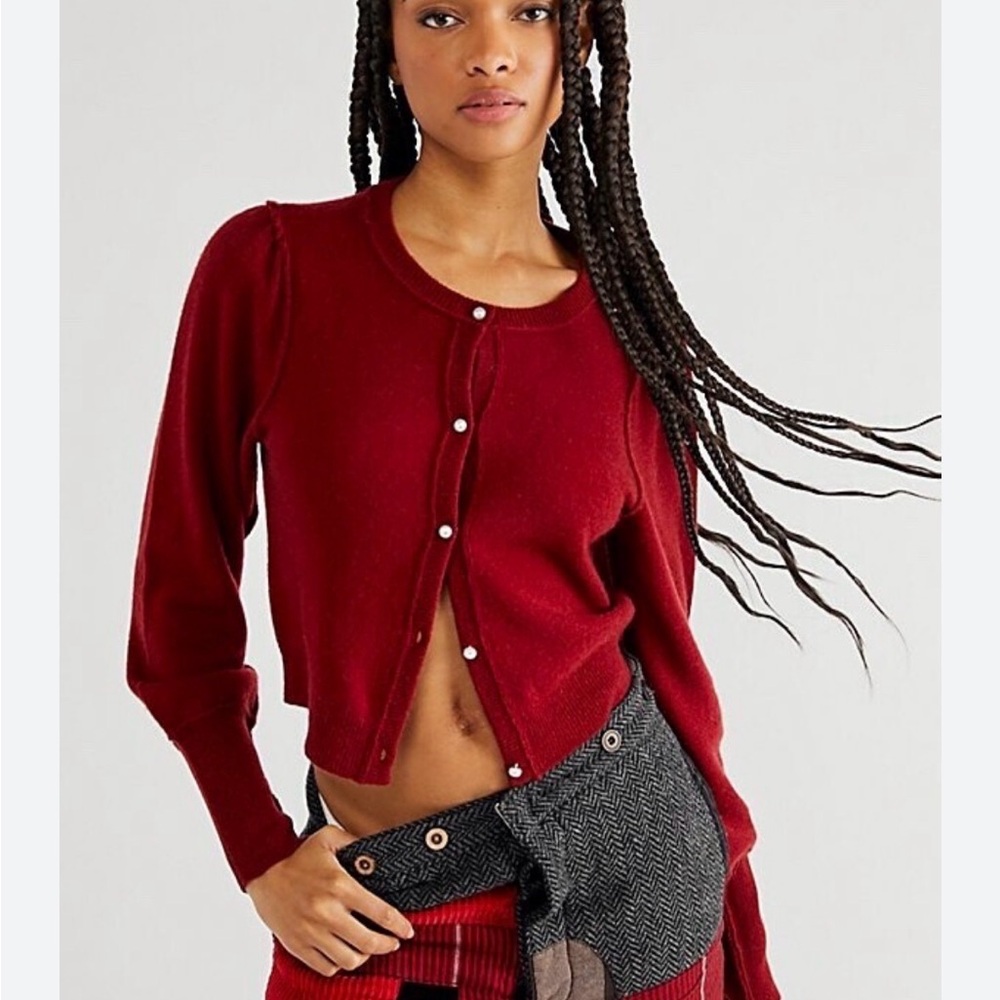 Free People 100% Cashmere Button-Up Sweater Cardigan